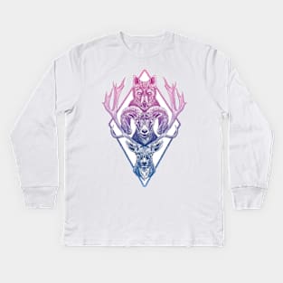 Wolf Ram Hart (Color) Kids Long Sleeve T-Shirt